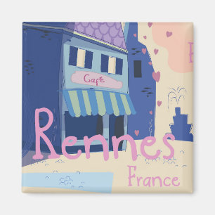 Rennes Frankreich Vintage-Cartoon Magnet