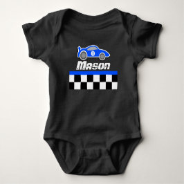 Rennfahrer blauer individuelle Name Kinderwagen Ki Baby Strampler