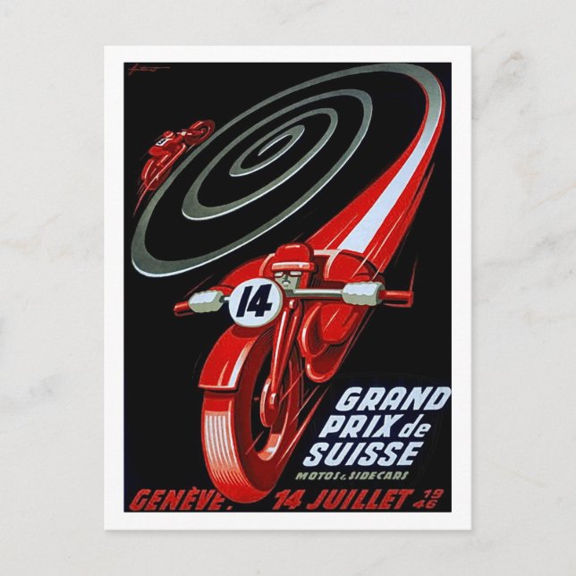 Rennfahrrad auf Geschwindigkeit, Vintage Postkarte (Vorderseite)