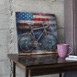 Rennfahrrad im Hintergrund der Acryl-amerikanische Magnetkarte