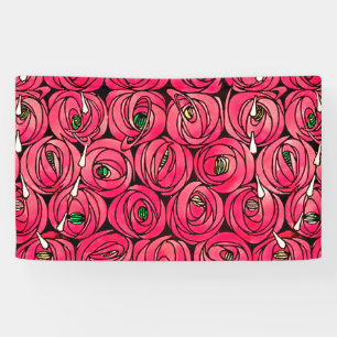 Rennie Mackintosh Rose Art Nouveau Blumenmuster Banner