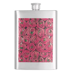 Rennie Mackintosh Rose Art Nouveau Blumenmuster Flachmann