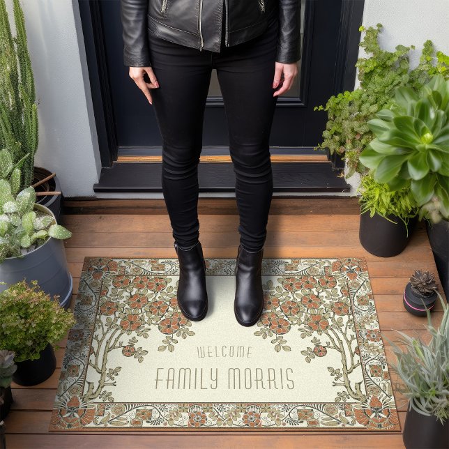 Rennie Mackintosh Tree & Floral Burnt Orange Fußmatte (Von Creator hochgeladen)