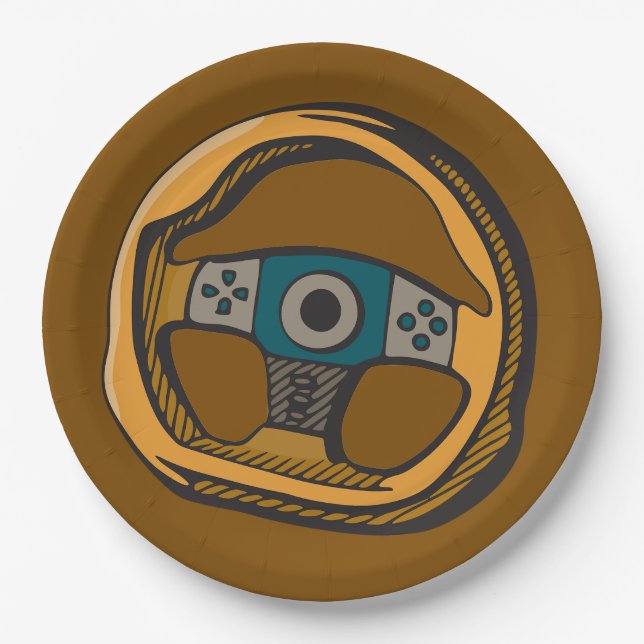 Rennlenkrad-Controller Gamer Pappteller (Vorderseite)