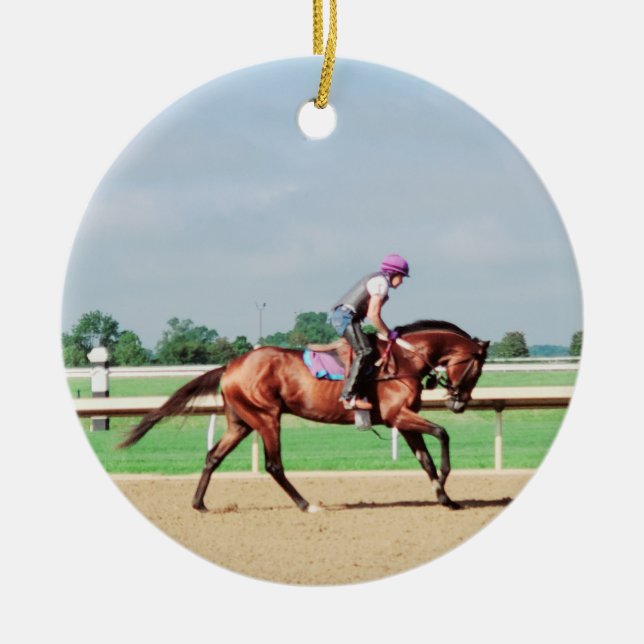 Rennpferd Keramik Ornament (Vorne)