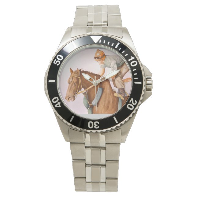 Rennpferd und Jockey Armbanduhr (Vorderseite)