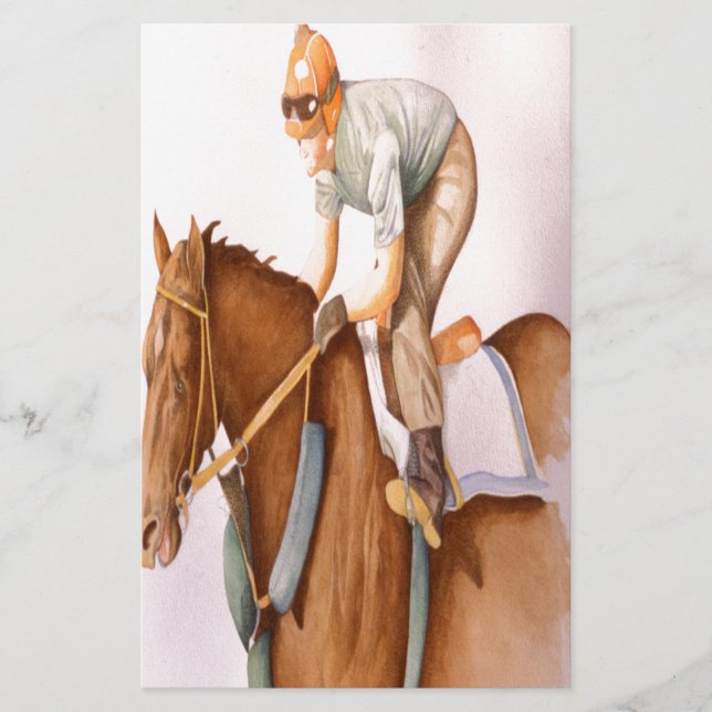 Rennpferd und Jockey Briefpapier (Vorderseite)