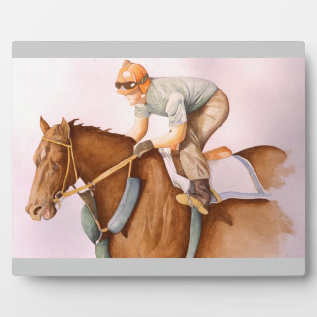 Rennpferd und Jockey Fotoplatte (Vorderseite)