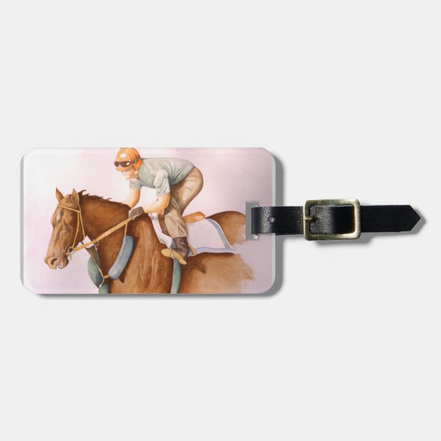 Rennpferd und Jockey Gepäckanhänger (Vorderseite horizontal)
