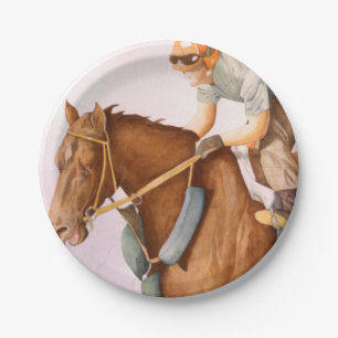 Rennpferd und Jockey Pappteller