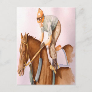 Rennpferd und Jockey Postkarte