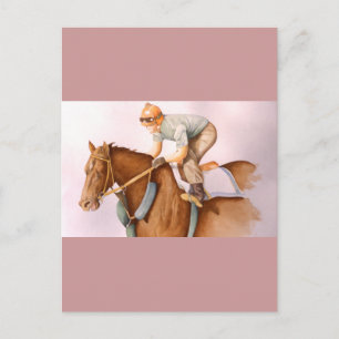 Rennpferd und Jockey Postkarte