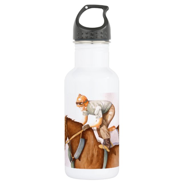 Rennpferd und Jockey Trinkflasche (Vorderseite)