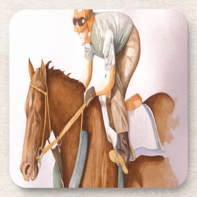 Rennpferd und Jockey Untersetzer (Vorderseite)