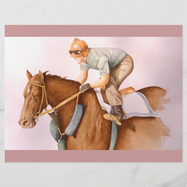 Rennpferd und Jockey WaterColor Flyer (Vorne)