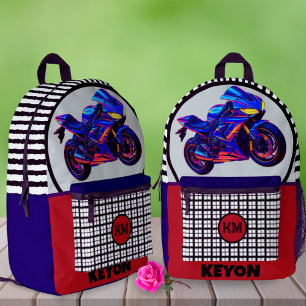 Rennrad Gingham Benutzerdefinierter Name Linkshänd Bedruckter Rucksack