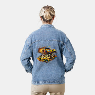 Rennsport-Feuer-Grafik Frauen-Denim-Jacke Jeansjacke