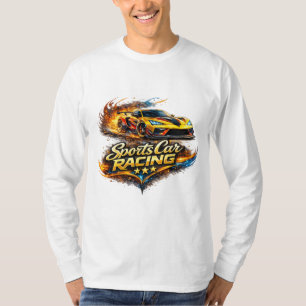 Rennsport-Feuer-Grafik Langarm-T-Shirt T-Shirt