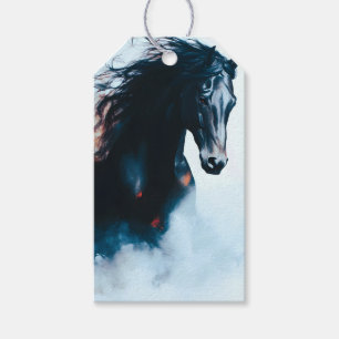 Rennsport Schwarzes Pferd-Porträt Minimalist Geschenkanhänger