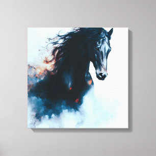 Rennsport Schwarzes Pferd-Porträt Minimalist Leinwanddruck