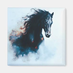 Rennsport Schwarzes Pferd Porträt Minimalist Magnet