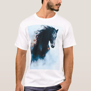 Rennsport Schwarzes Pferd Porträt Minimalist T-Shirt