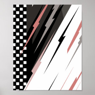 Rennsportdesign in Schwarz und Weiß Poster