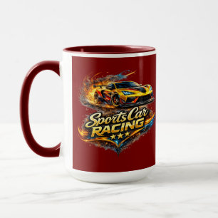 Rennsportwagen-Feuer-Grafik-Kombination Kaffeetass Tasse
