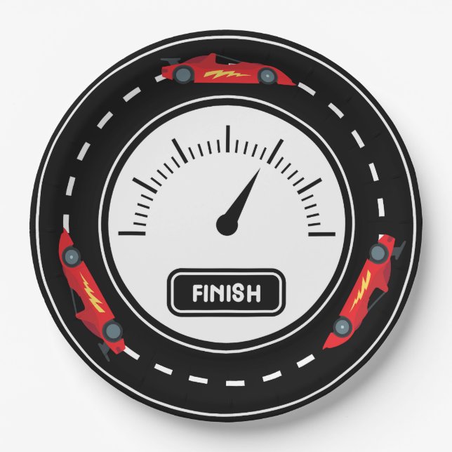 Rennstrecke Geburtstag Pappteller (Vorderseite)