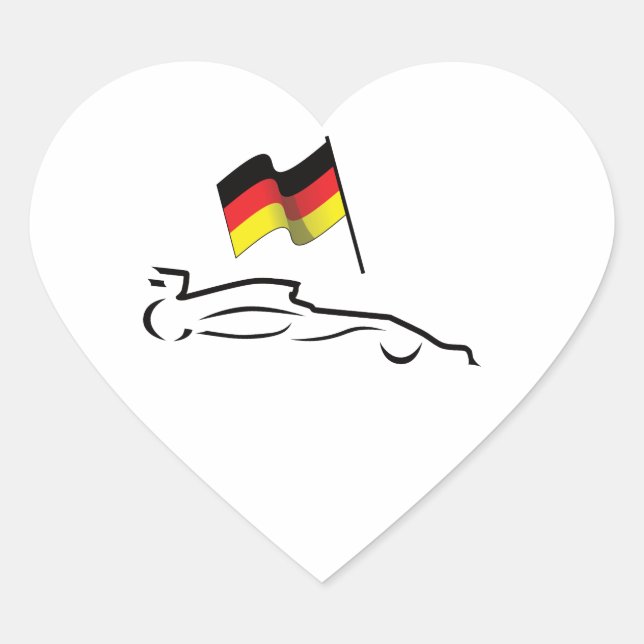 Rennstrecke Zeichnend mit deutscher Flagge Herz-Aufkleber (Vorderseite)