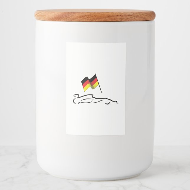 Rennstrecke Zeichnend mit deutscher Flagge Lebensmitteletikett (Vorderseite)