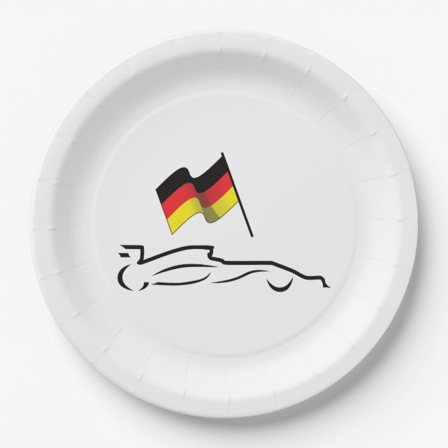 Rennstrecke Zeichnend mit deutscher Flagge Pappteller (Vorderseite)