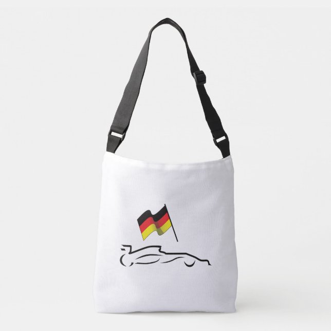 Rennstrecke Zeichnend mit deutscher Flagge Tragetaschen Mit Langen Trägern (Vorderseite)