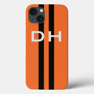Rennstreifen: schwarz auf orange mit Initialklassi Case-Mate iPhone Hülle