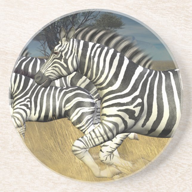 Rennstreifen - Zebra Sandstein Untersetzer (Vorne)
