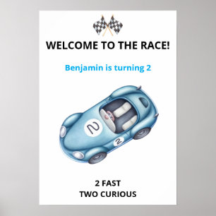 Rennwagen 2. Geburtstag Junge Individuell gestalte Poster