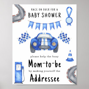 Rennwagen-Baby-Party-Empfängerin werdende Mutter Poster