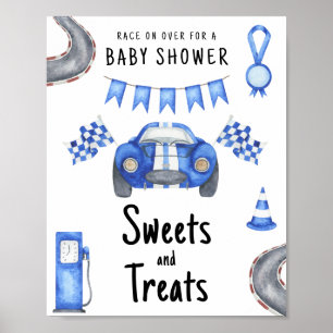 Rennwagen-Baby-Party Süßigkeiten und Leckereien Poster