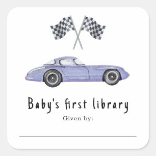 Rennwagen - Baby's erste Bibliothek Quadratischer Aufkleber