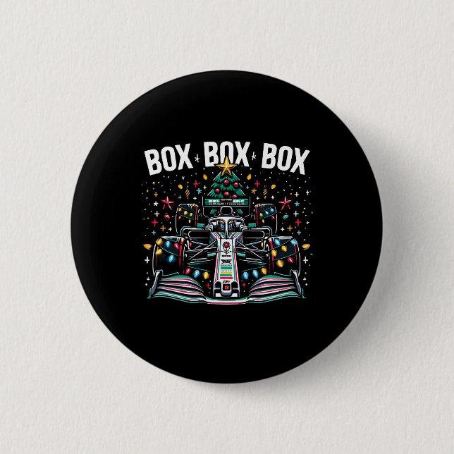 Rennwagen Box Box Box Funk Anruf Spaß Weihnachten Button (Vorderseite)