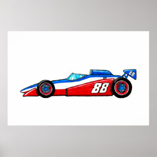 Rennwagen-Druckillustration der Formel 1 Poster