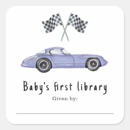 Rennwagen - erste Bücherei des Babys Quadratischer Aufkleber