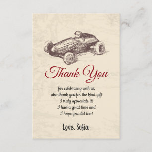 Rennwagen, Geburtstag, Babydusche, Dankeschön-Kart Dankeskarte