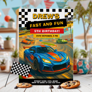 Rennwagen Geburtstagsparty Design Einladung