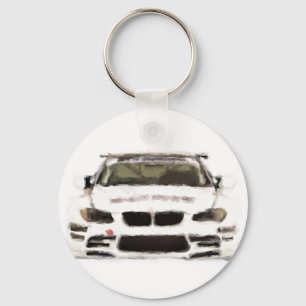Rennwagen-handgemalte Kunst-Bürsten-Schablone BMW Schlüsselanhänger