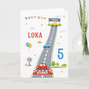 Rennwagen Kinder Rennstrecke Alles Gute zum Geburt Karte