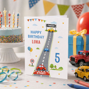 Rennwagen Kinder Rennstrecke Alles Gute zum Geburt Karte