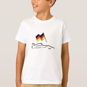 Rennwagen-Linienzeichnung mit deutscher Flagge T-Shirt