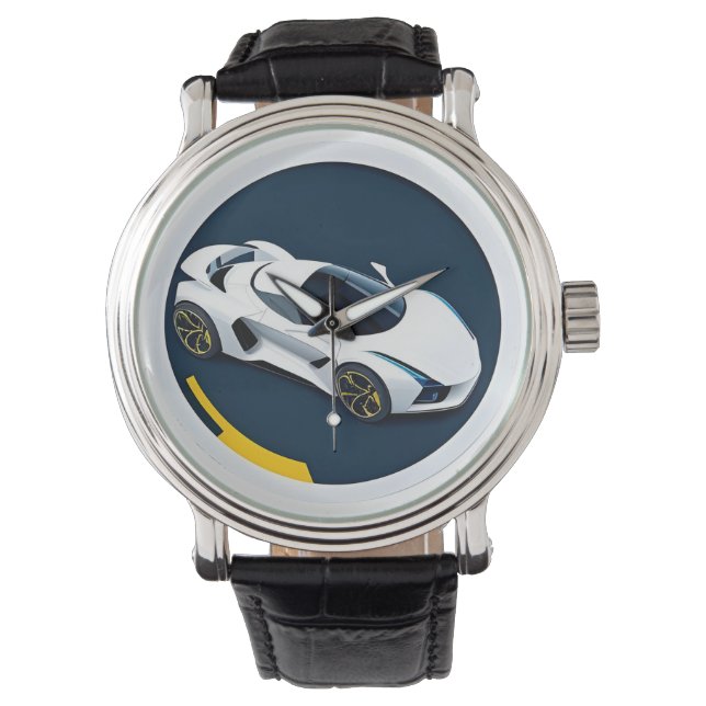 Rennwagen mit dynamischem Design Armbanduhr (Vorderseite)
