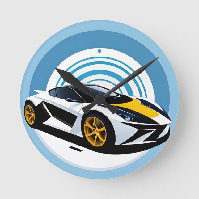 Rennwagen mit dynamischem Design Runde Wanduhr (Vorderseite)